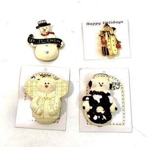 Lot of Vintage Snowman Christmas Brooches Brand New in Package; Four (4) Total